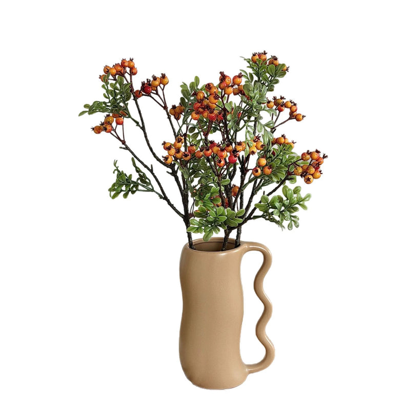 Artificial Blueberry Stem, 24" Long, Foam Material, Bendable for Home Décor, Window Displays, Commercial Spaces