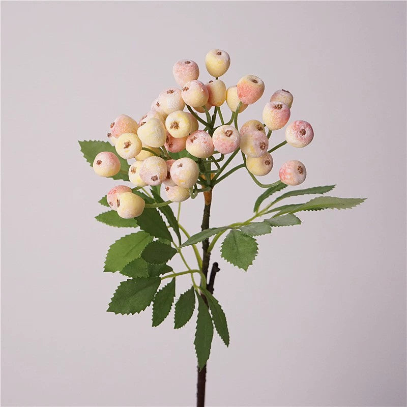Artificial Blueberry Stem, 14" Silk Decorative Branch for Home Decor, Wedding Arrangements, and Commercial Displays
