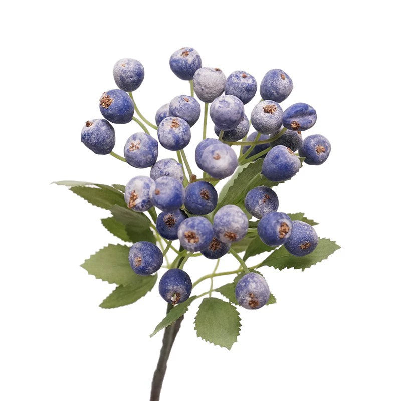 Artificial Blueberry Stem, 14" Silk Decorative Branch for Home Decor, Wedding Arrangements, and Commercial Displays
