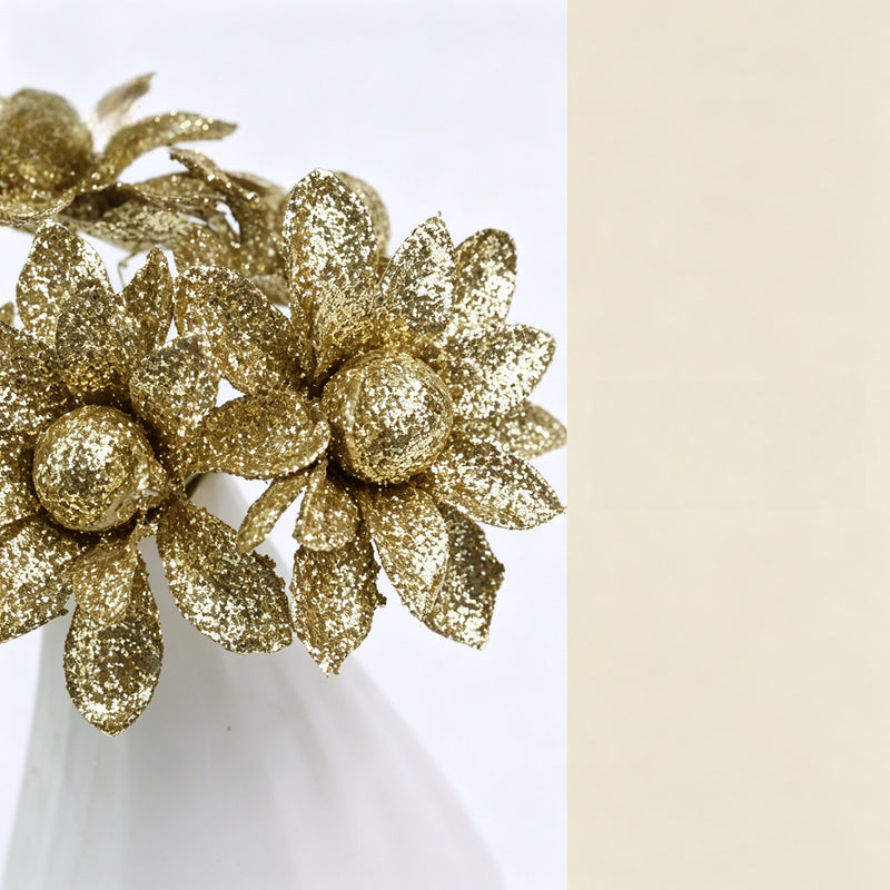 Artificial Wildflower Heads, 60-Pack, Foam Material, 2" Size, Gold & Silver, for Wedding Décor, Home Arrangements, DIY Crafts
