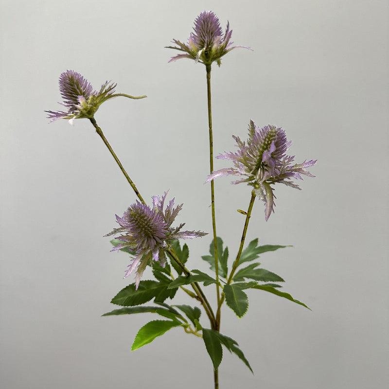 Artificial Eryngium Bush, 24" Tall, Modern Ins-Style Faux Flower for Weddings, Home Decor, and Events