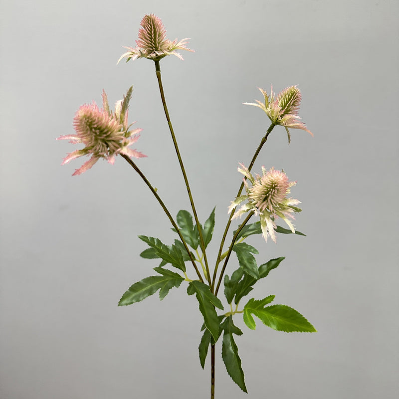 Artificial Eryngium Bush, 24" Tall, Modern Ins-Style Faux Flower for Weddings, Home Decor, and Events