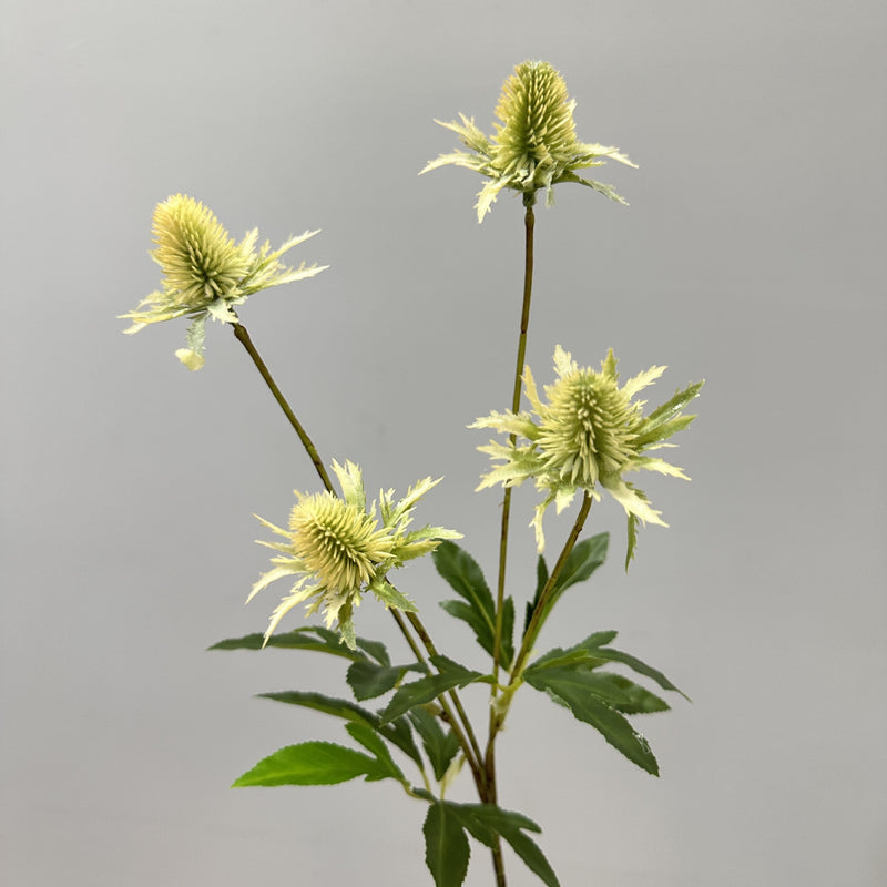 Artificial Eryngium Bush, 24" Tall, Modern Ins-Style Faux Flower for Weddings, Home Decor, and Events