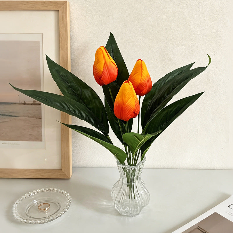 Artificial Tulips, 16" Tall, Realistic Bush with 3 Blooms, Perfect for Home Decor, Weddings & Events