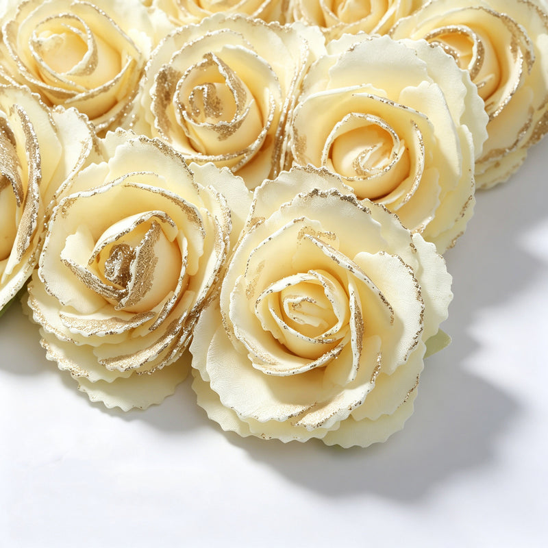 Artificial Rose Heads, Pack of 25, 2.5" Diameter, Foam Material, DIY Home Decor, Wedding & Event Arrangements, Window Displays