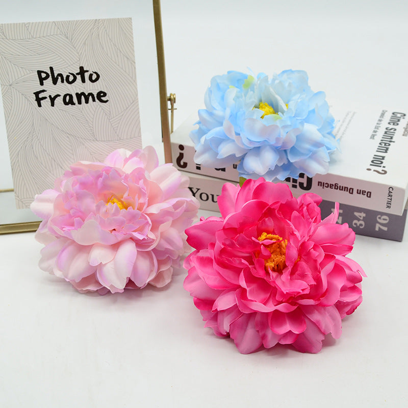 Artificial Peony Flower Heads, Set of 3, Silk Material, 5.5" Diameter, Perfect for Wedding Decor, DIY Projects, and Gift Packaging