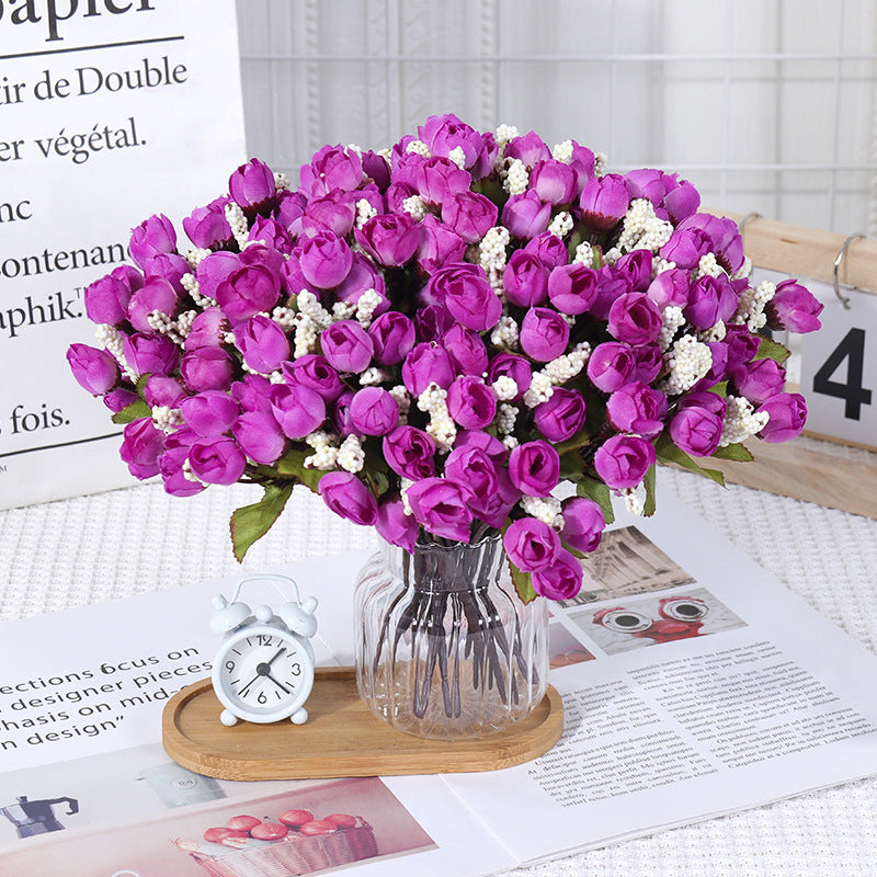 Autumn Star Buds Artificial Flower Bush, 15 Blooms, 9" Tall, Modern Style for Home Decor, Office, Wedding & Event Arrangements
