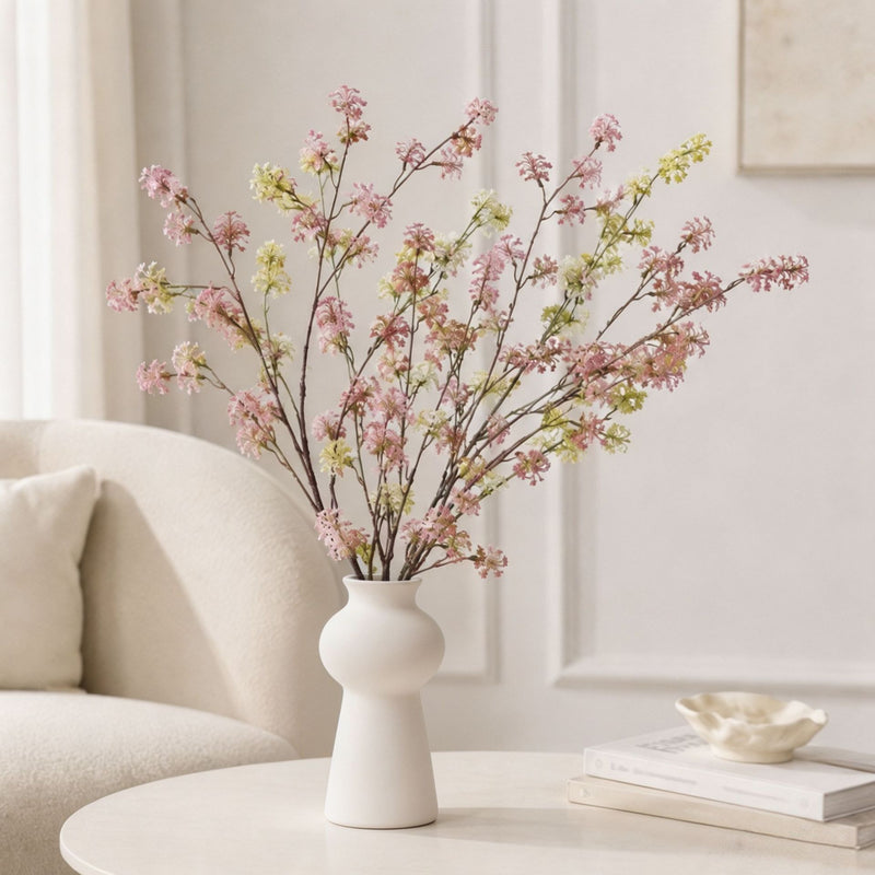 35" Artificial Sydney Pear Blossom Branches, Realistic Faux Floral Stems for Home Decor, Wedding Centerpieces & Event Styling, Bulk Wholesale Options Available