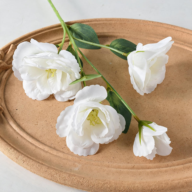 Artificial Lisianthus Bush with 4 Blooms, 22" Tall Silk Flowers for Wedding Decor, Home Styling, DIY Arrangements