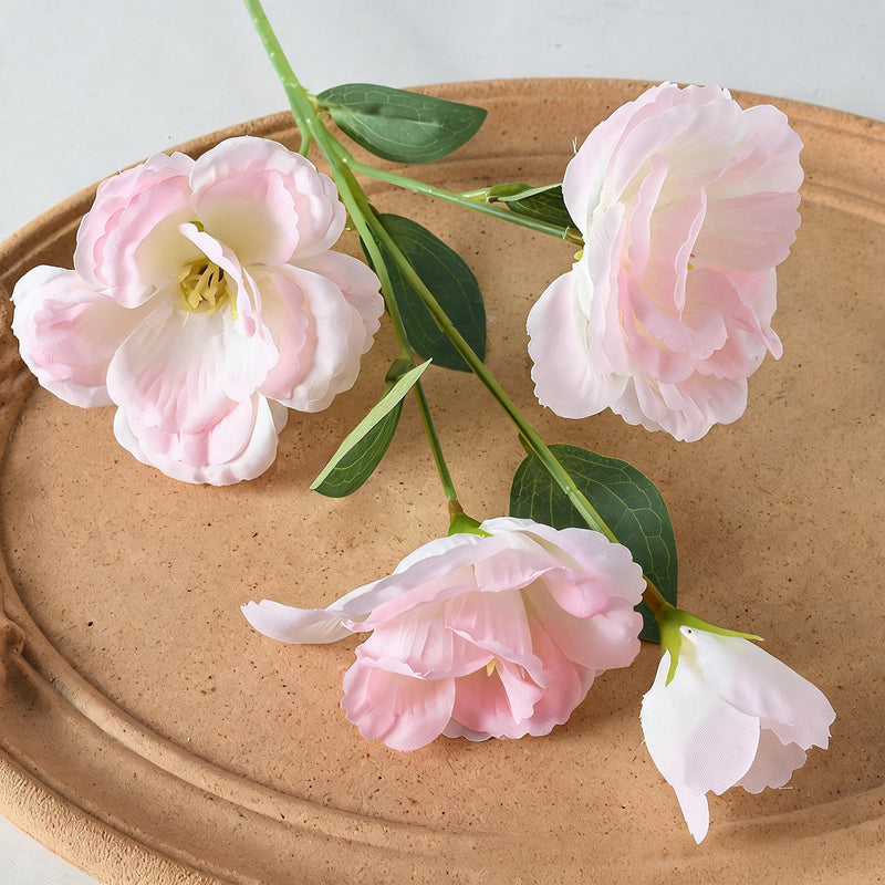 Artificial Lisianthus Bush with 4 Blooms, 22" Tall Silk Flowers for Wedding Decor, Home Styling, DIY Arrangements