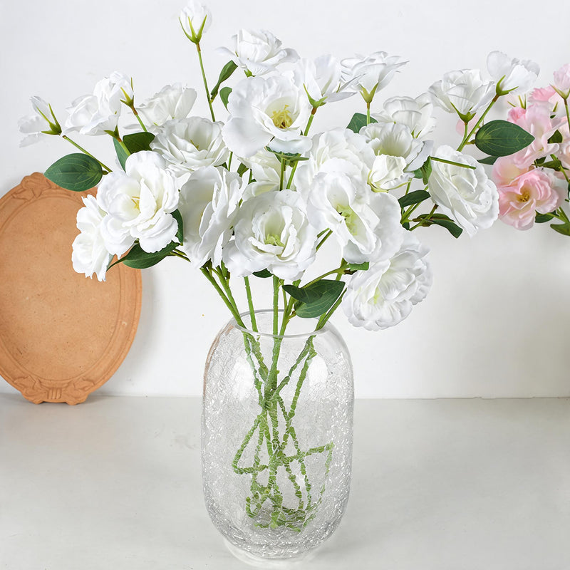 Artificial Lisianthus Bush with 4 Blooms, 22" Tall Silk Flowers for Wedding Decor, Home Styling, DIY Arrangements
