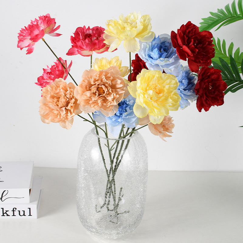 Artificial Peony Bush, 26" Tall, 3 Blooms, Plastic, Wedding & Home Decor, Bulk-Friendly