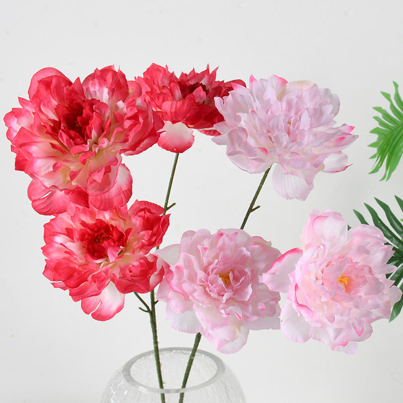 Artificial Peony Bush, 26" Tall, 3 Blooms, Plastic, Wedding & Home Decor, Bulk-Friendly