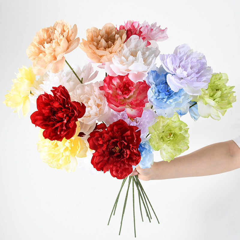 Artificial Peony Bush, 26" Tall, 3 Blooms, Plastic, Wedding & Home Decor, Bulk-Friendly