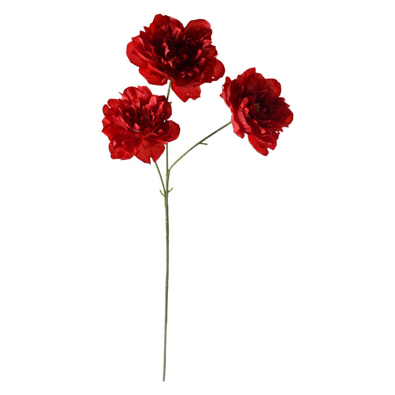 Artificial Peony Bush, 26" Tall, 3 Blooms, Plastic, Wedding & Home Decor, Bulk-Friendly