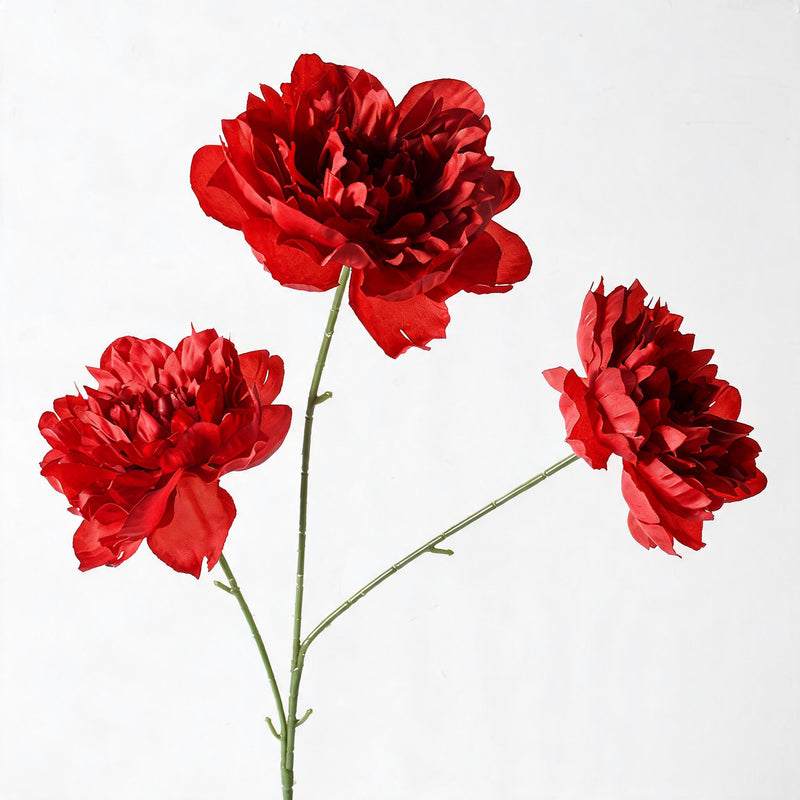 Artificial Peony Bush, 26" Tall, 3 Blooms, Plastic, Wedding & Home Decor, Bulk-Friendly
