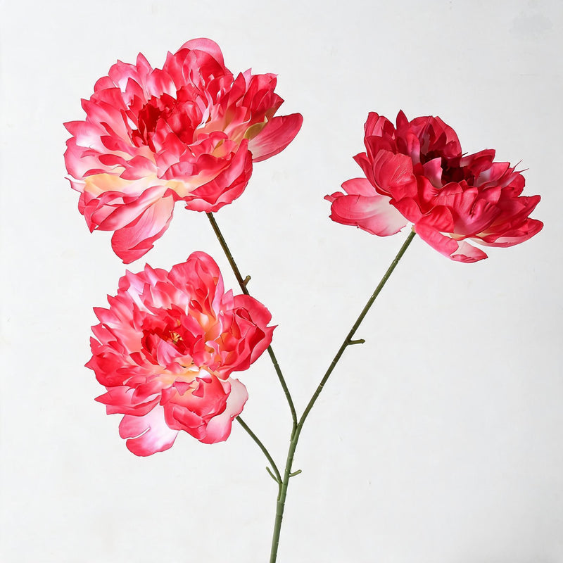 Artificial Peony Bush, 26" Tall, 3 Blooms, Plastic, Wedding & Home Decor, Bulk-Friendly