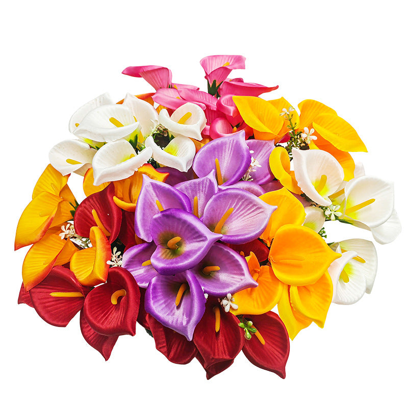 Artificial Calla Lily Bush, 7 Blooms 12" Tall, Silk Wedding Bouquet, Home Decor, Event Floral Arrangements