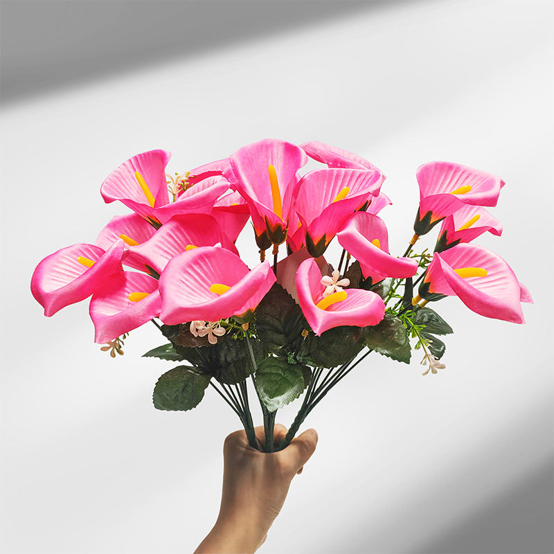 Artificial Calla Lily Bush, 7 Blooms 12" Tall, Silk Wedding Bouquet, Home Decor, Event Floral Arrangements