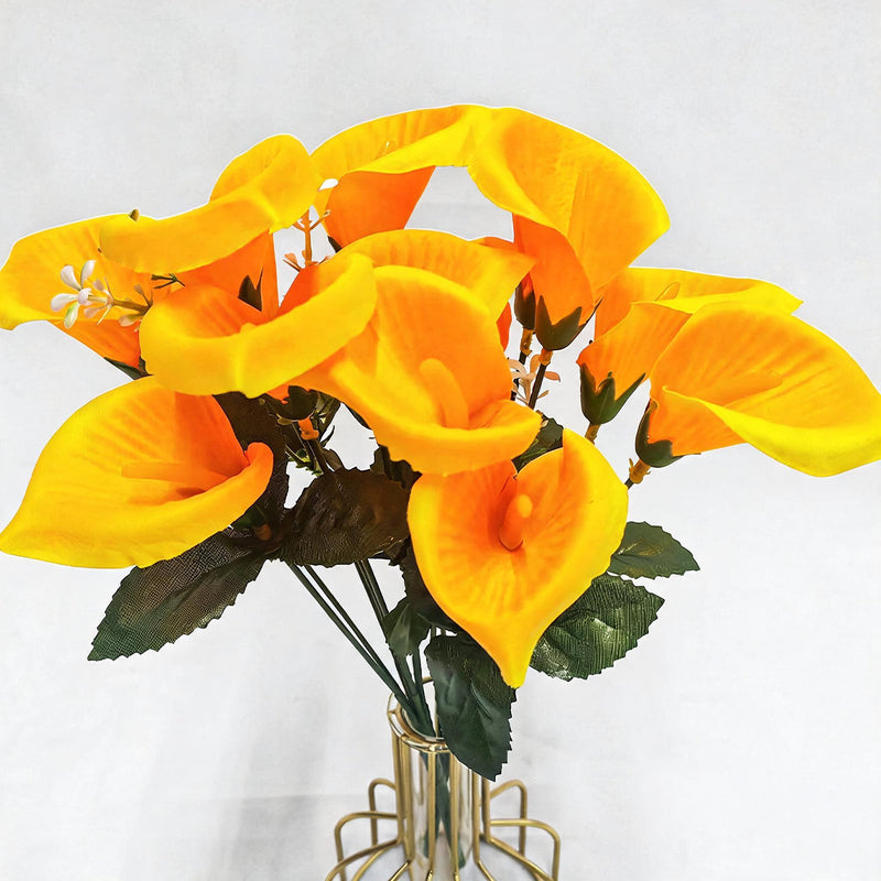 Artificial Calla Lily Bush, 7 Blooms 12" Tall, Silk Wedding Bouquet, Home Decor, Event Floral Arrangements