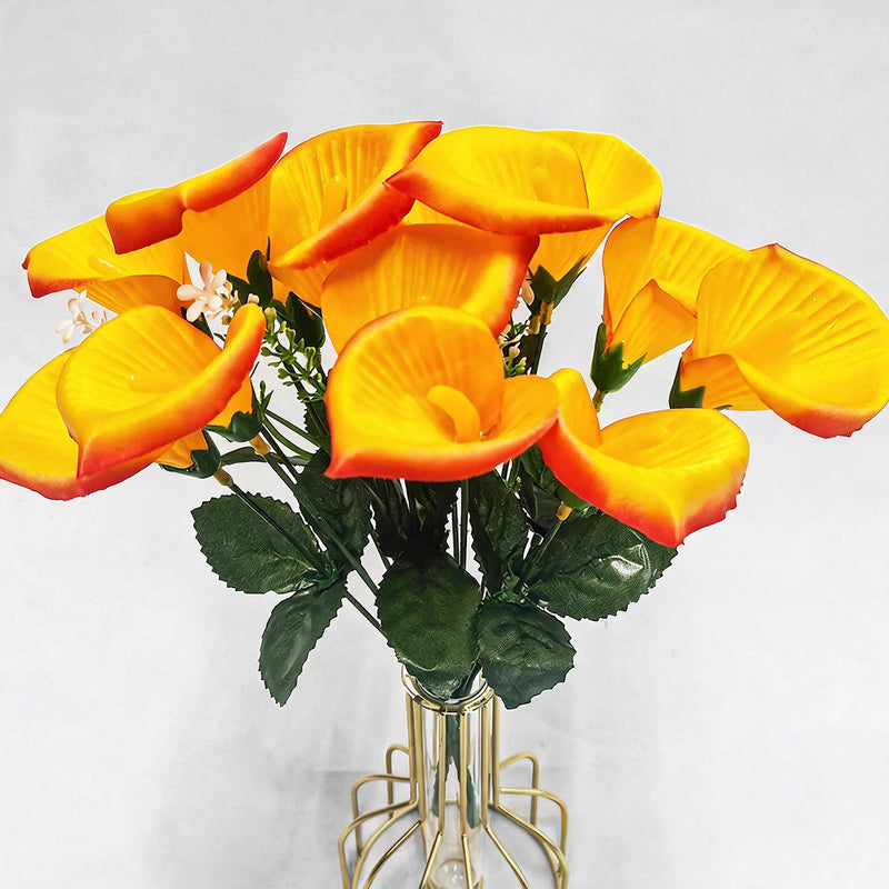 Artificial Calla Lily Bush, 7 Blooms 12" Tall, Silk Wedding Bouquet, Home Decor, Event Floral Arrangements