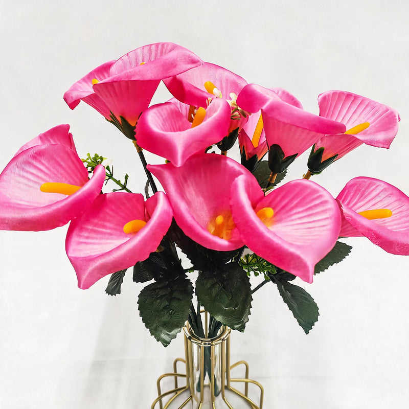 Artificial Calla Lily Bush, 7 Blooms 12" Tall, Silk Wedding Bouquet, Home Decor, Event Floral Arrangements