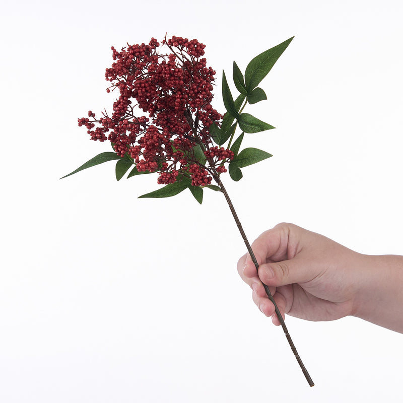 Artificial Nandina Berry Stems, 16" Realistic Faux Branches for Floral Arrangements, Wedding Centerpieces, Home & Commercial Decor