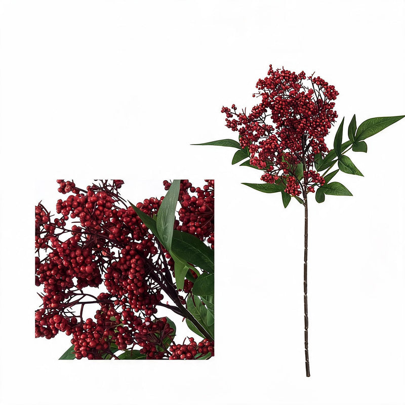 Artificial Nandina Berry Stems, 16" Realistic Faux Branches for Floral Arrangements, Wedding Centerpieces, Home & Commercial Decor