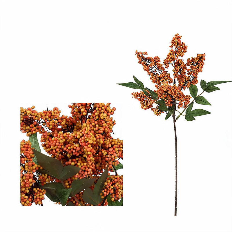 Artificial Nandina Berry Stems, 16" Realistic Faux Branches for Floral Arrangements, Wedding Centerpieces, Home & Commercial Decor
