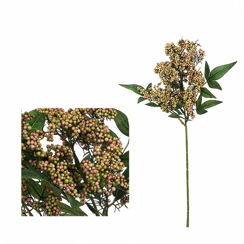 Artificial Nandina Berry Stems, 16" Realistic Faux Branches for Floral Arrangements, Wedding Centerpieces, Home & Commercial Decor