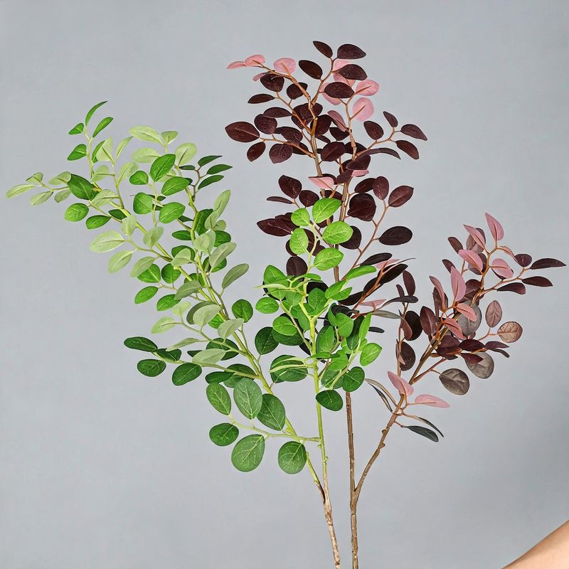 Artificial Red Loropetalum Leaves, Single Stem, Set of 2, 26" Tall, Realistic Plastic Foliage for Home, Office, Wedding Decor