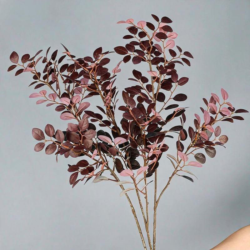 Artificial Red Loropetalum Leaves, Single Stem, Set of 2, 26" Tall, Realistic Plastic Foliage for Home, Office, Wedding Decor