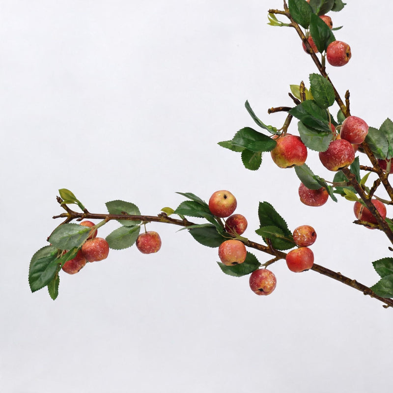 Artificial Mini Apple Branch with Leaves, 24" Faux Green & Pink Fruit Stems, Bendable Stems for Floral Arrangements, Wedding Centerpieces, Home & Commercial Decor