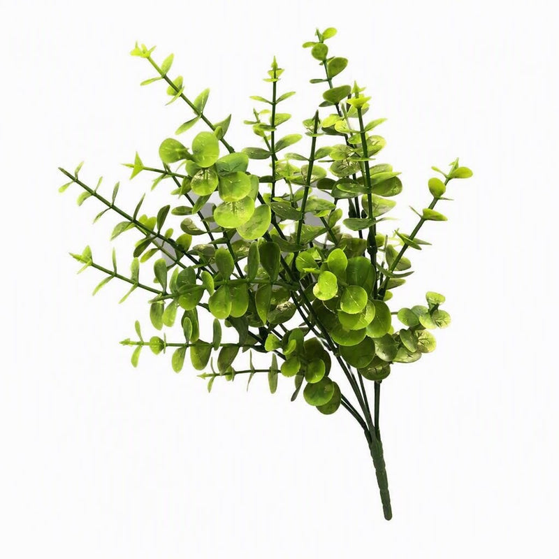Artificial Eucalyptus Bush, 12", Plastic, Realistic Green Foliage for Home Decor, Wedding Arrangements, and Commercial Displays