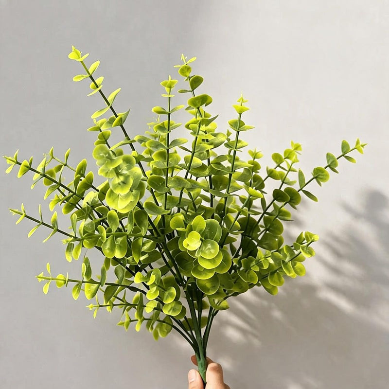Artificial Eucalyptus Bush, 12", Plastic, Realistic Green Foliage for Home Decor, Wedding Arrangements, and Commercial Displays