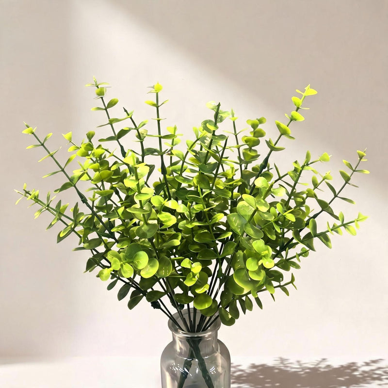 Artificial Eucalyptus Bush, 12", Plastic, Realistic Green Foliage for Home Decor, Wedding Arrangements, and Commercial Displays