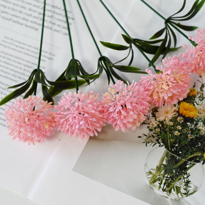 Artificial Hydrangea Dandelion Stems, 10" Single Stem with 10 Blooms, Set of 10 - Realistic Wedding & Home Decor Florals for DIY Arrangements