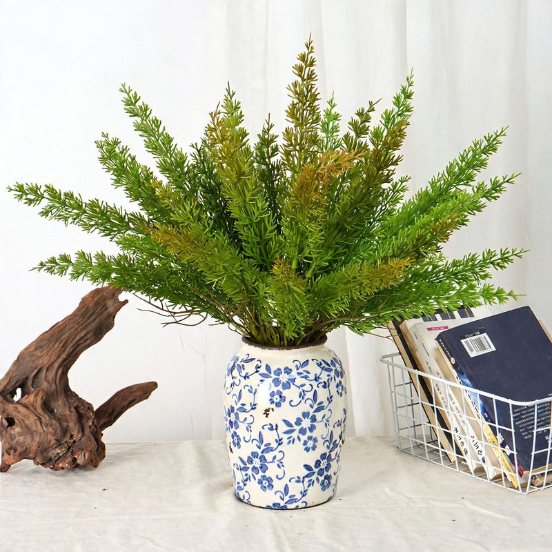20" Artificial Asparagus Fern Bush, Realistic Faux Green Plant for Home, Office, Wedding Decor, Indoor Outdoor Use