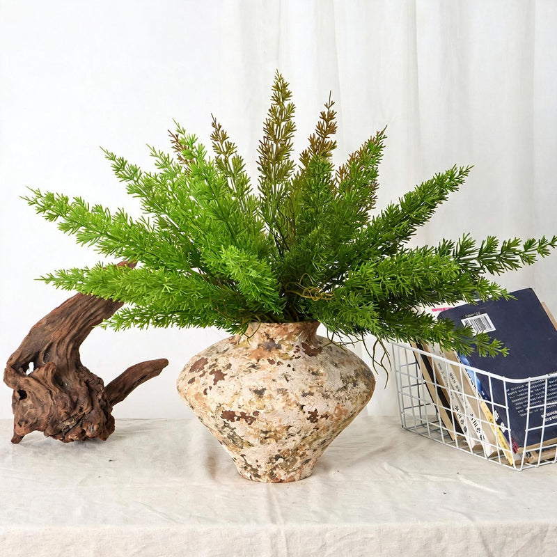 20" Artificial Asparagus Fern Bush, Realistic Faux Green Plant for Home, Office, Wedding Decor, Indoor Outdoor Use