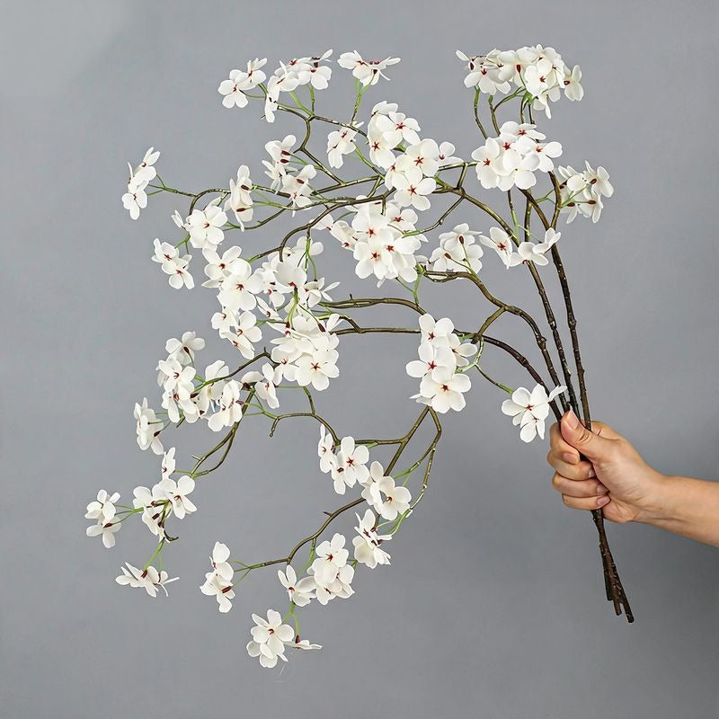 Artificial Silk Pear Blossom Branch, 30" Long, Modern Style, Pink & White, for Home Decor, Wedding Arrangements, and Commercial Displays