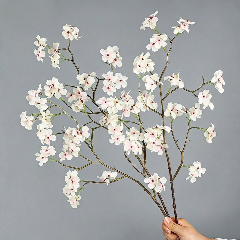 Artificial Silk Pear Blossom Branch, 30" Long, Modern Style, Pink & White, for Home Decor, Wedding Arrangements, and Commercial Displays