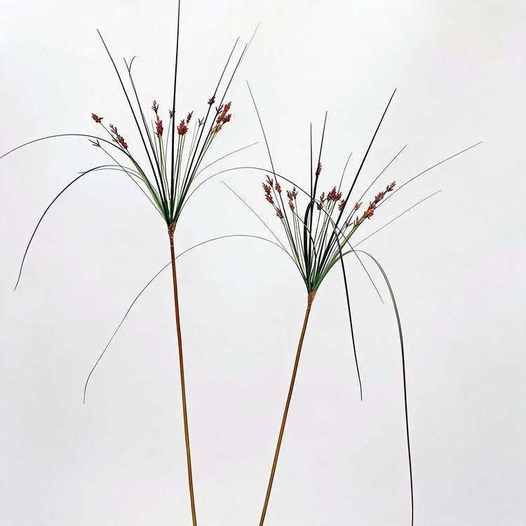 Artificial Umbrella Grass Fountain Grass Stems, Set of 2, 53" Tall, Modern Ins Style, PE/PVC Material, for Office, Hotel, and Home Decor