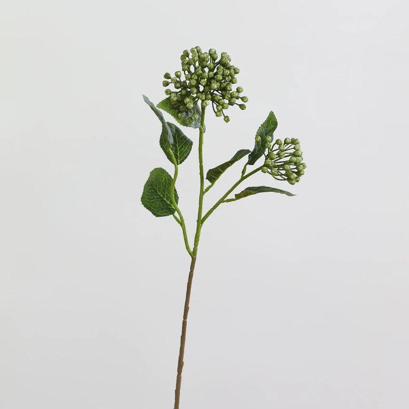 Artificial Hydrangea Fruit Stem, Single Stem with 2 Blooms, 21" Tall, Silk Fabric, Modern Style, White/Lavender/Pink/Green, for Home Decor, Wedding, Events, Commercial Displays