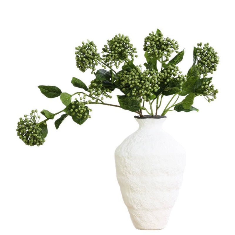 Artificial Hydrangea Fruit Stem, Single Stem with 2 Blooms, 21" Tall, Silk Fabric, Modern Style, White/Lavender/Pink/Green, for Home Decor, Wedding, Events, Commercial Displays