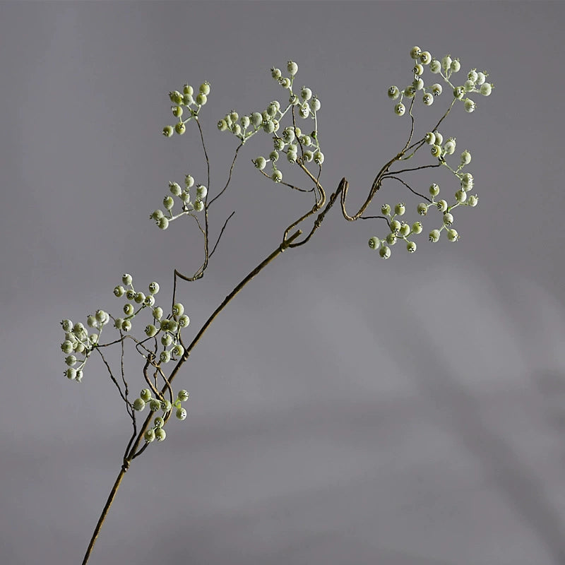 Artificial Mulberry Berry Stem, 31" Long, Green & White, Perfect for Floral Arrangements, Wedding Decor, and Home Styling