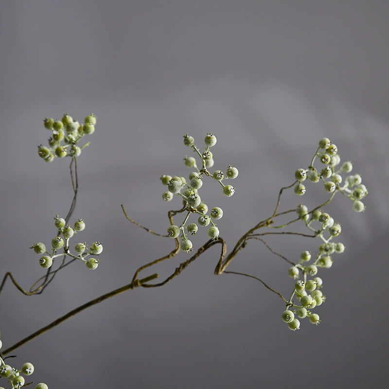 Artificial Mulberry Berry Stem, 31" Long, Green & White, Perfect for Floral Arrangements, Wedding Decor, and Home Styling