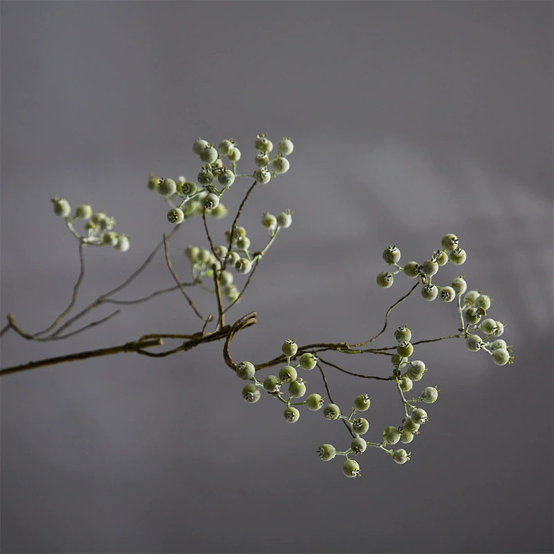 Artificial Mulberry Berry Stem, 31" Long, Green & White, Perfect for Floral Arrangements, Wedding Decor, and Home Styling