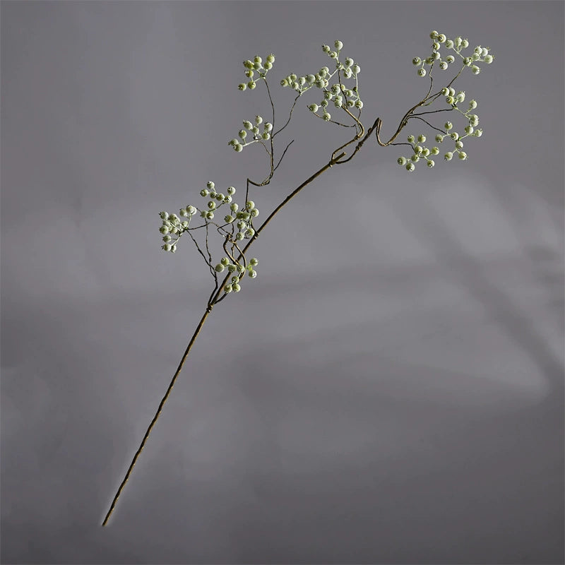 Artificial Mulberry Berry Stem, 31" Long, Green & White, Perfect for Floral Arrangements, Wedding Decor, and Home Styling