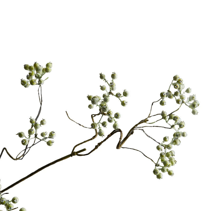 Artificial Mulberry Berry Stem, 31" Long, Green & White, Perfect for Floral Arrangements, Wedding Decor, and Home Styling