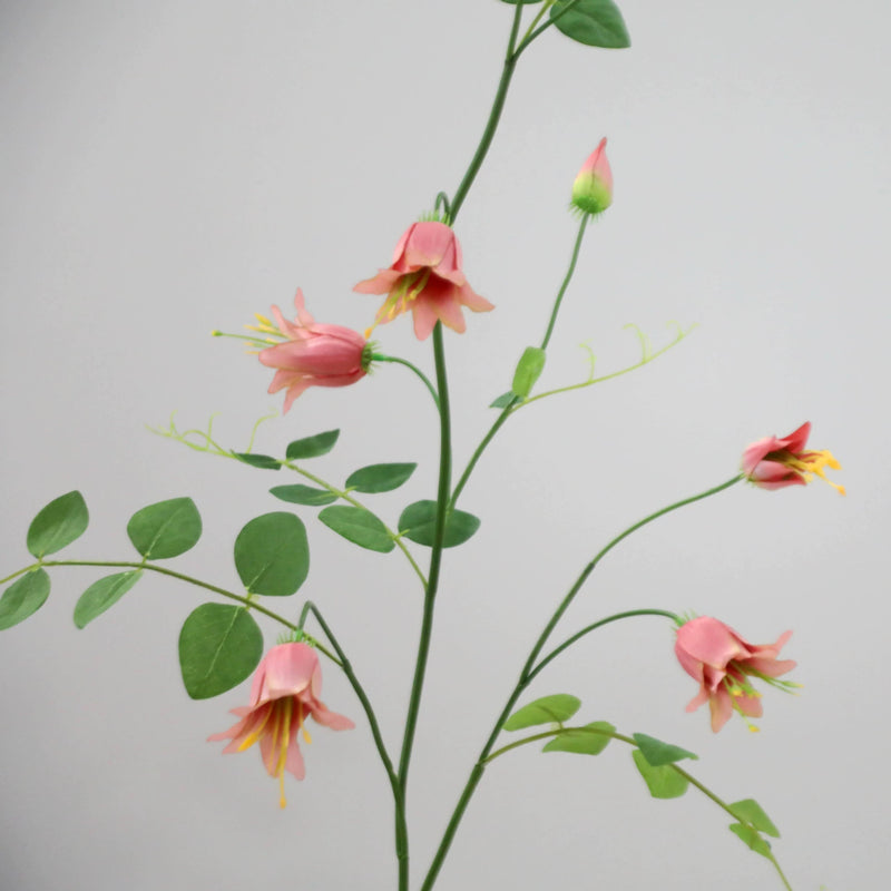 Artificial Clematis Bellflower Silk Stem, 41" Single Stem with 8 Blooms, Light Luxury Style, for Home Decor, Weddings & Events, Bulk Wholesale Option